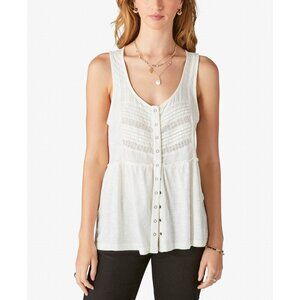 Lucky Brand Women's Pintuck Cotton Tank Top Cream Size XXL MSRP $70